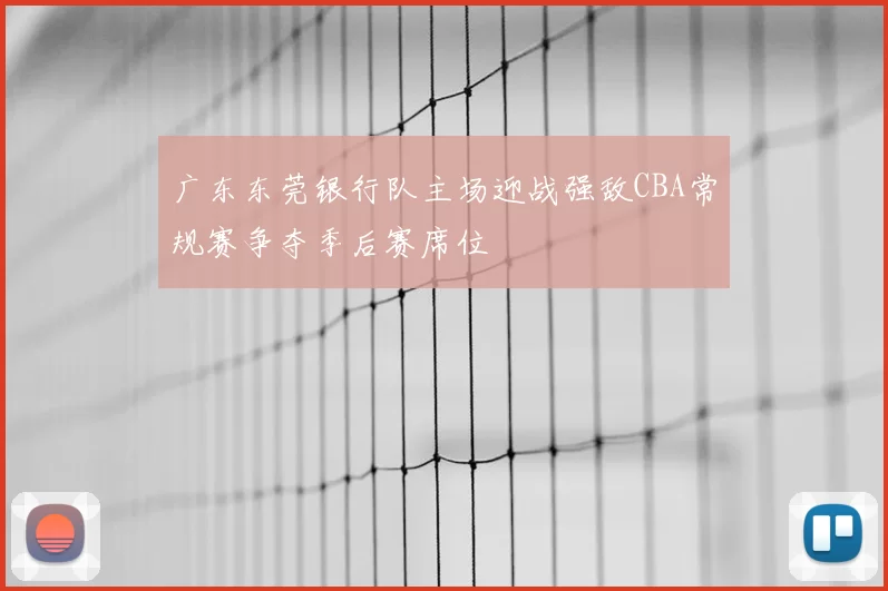 广东东莞银行队主场迎战强敌CBA常规赛争夺季后赛席位